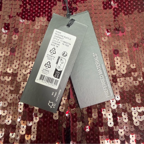 *NEW Rotate Sequin Jumpsuit Dark Red Size 8 - Picture 10 of 14